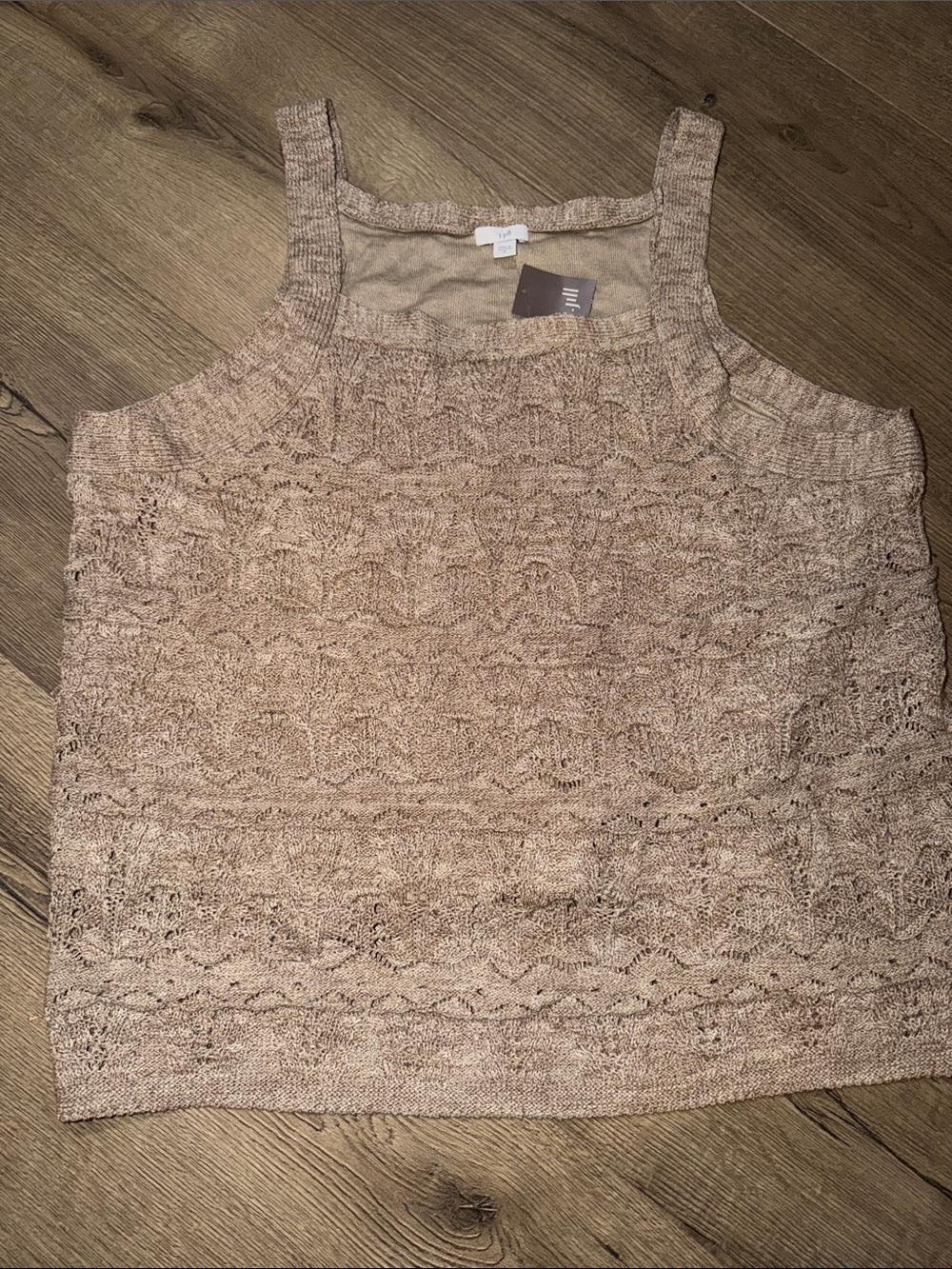 J. Jill Beige Knit Cable-Pattern lined Tank
